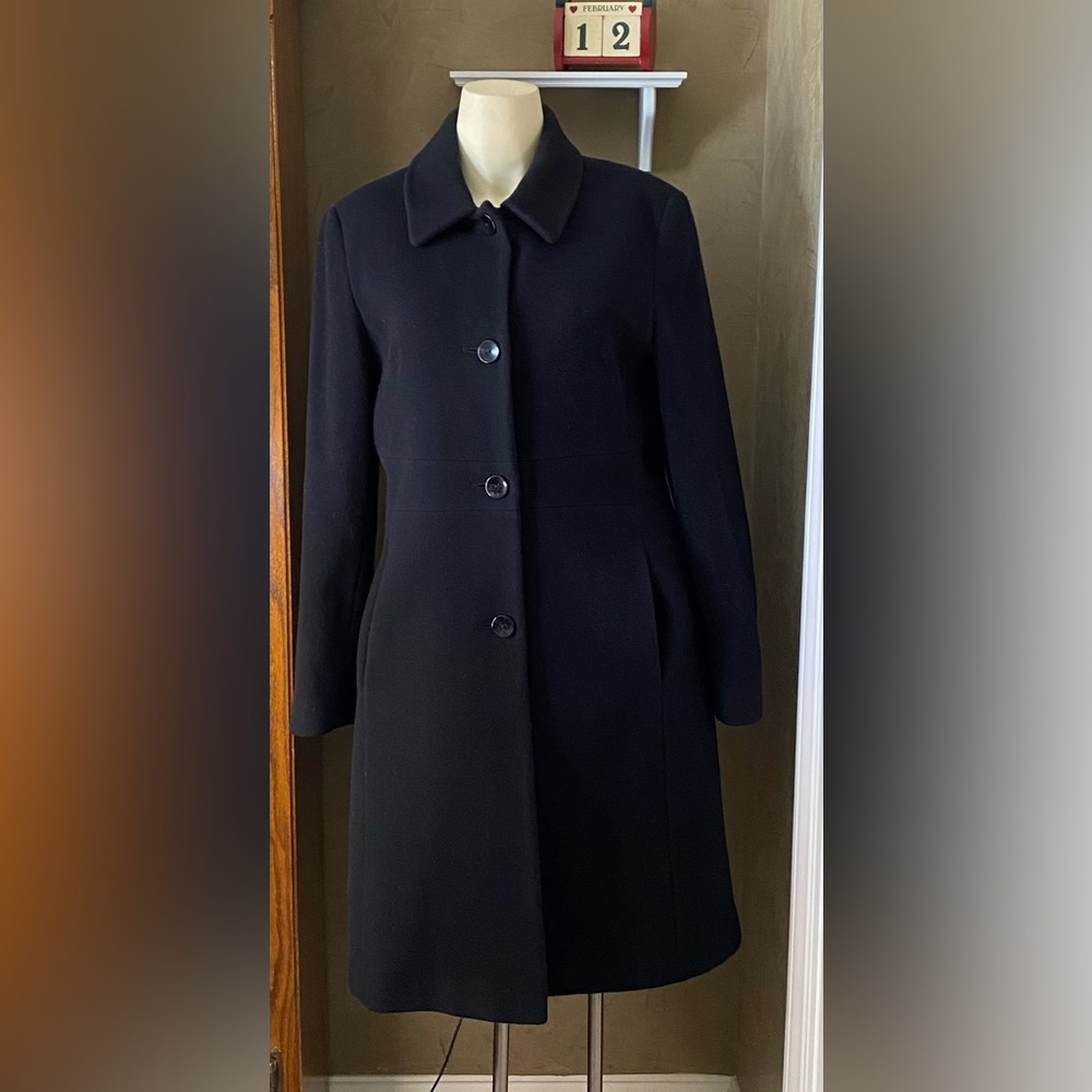 Larry Levine Wool Cashmere Blend Classic Classy Coat Black Women’s size 10